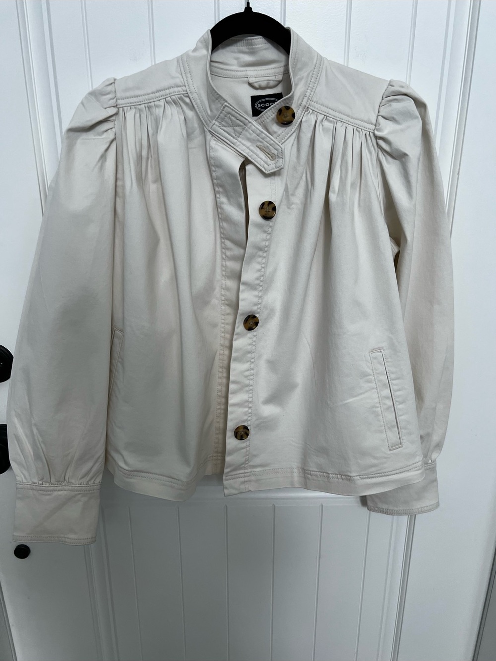 Scoop Button Front Swing Jacket/Top-Cream - Picture 2 of 11